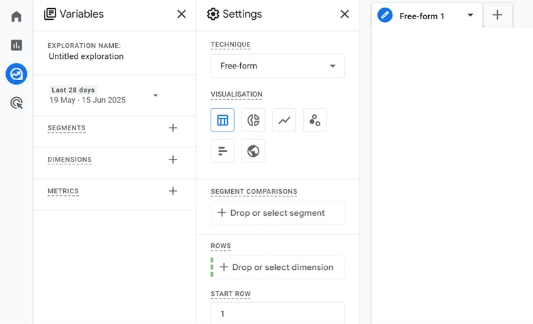 Google Analytics 4 creating an explore report