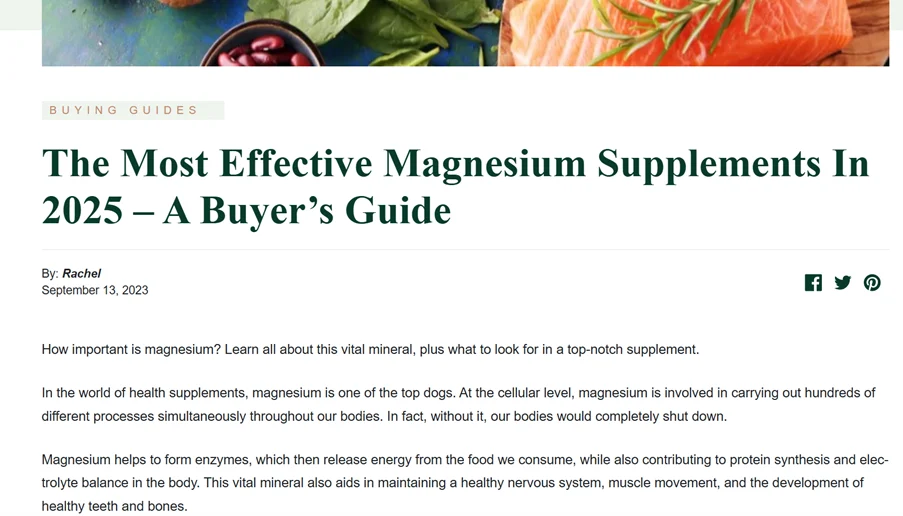 image showing landing page for hey nutrition