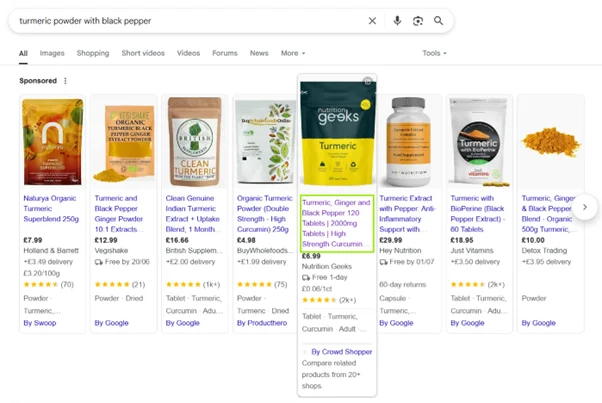 Nutrition Geeks google search results for Tumeric